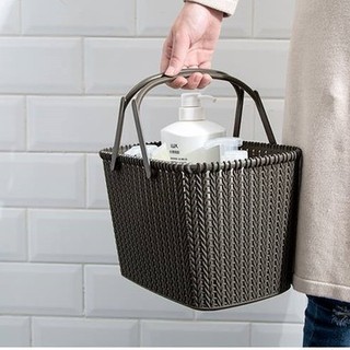 Sọt rổ nhựa đựng đồ có quai xách giả mây, rổ tim size 27x17x18cm - Minshop Ksonbi