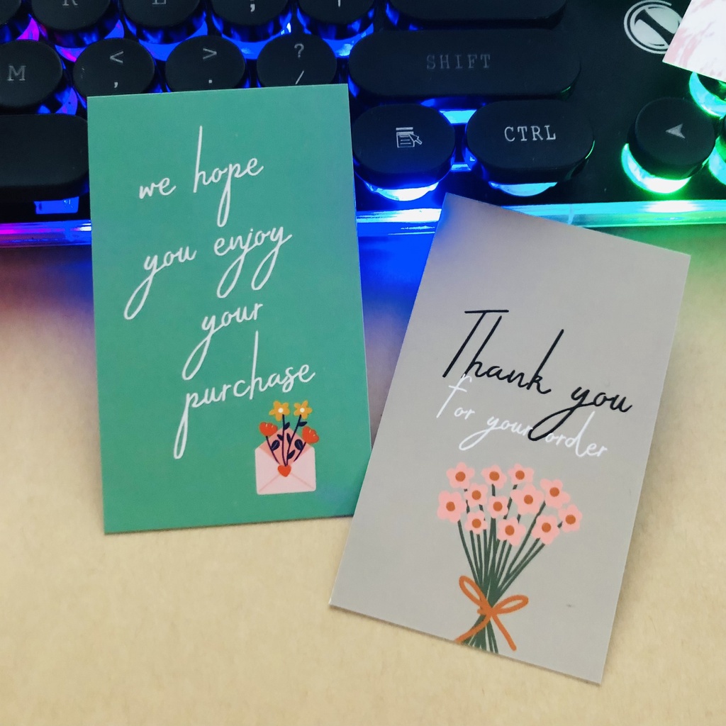 Hộp nhựa kèm 100 card cám ơn, card Thank you sáng tạo độc đáo hợp trend (11 mẫu)  dành riêng cho shop bán hàng