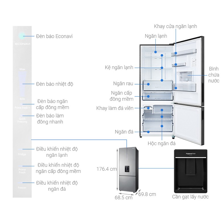 Tủ lạnh Panasonic Inverter 410L NR-BX460WSVN