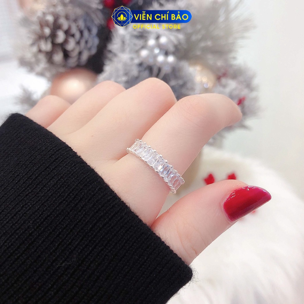 Nhẫn bạc nữ nạm đá chữ nhật bạc 925 thời trang phụ kiện trang sức nữ thương hiệu Viễn Chí Bảo N400784