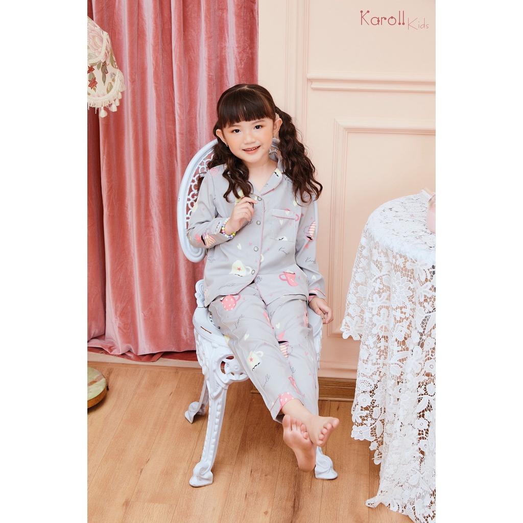 Bộ đồ mặc nhà KAROLL cho bé. SET đồ Pijama Lụa SATIN mặc nhà cao cấp mềm mịn thoáng mát