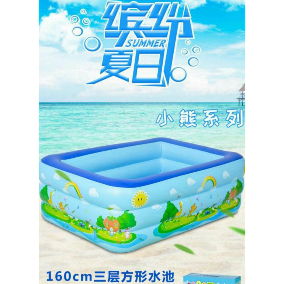 🍁 BỂ BƠI PHAO BƠI 3 TẦNG CHỮ NHẬT 1,5M ĐÁY CHỐNG TRƯỢT