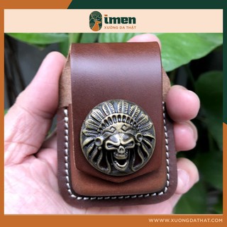 Tù trưởng - Bao da Zippo gắn thắt lưng , bao da bò Handmade