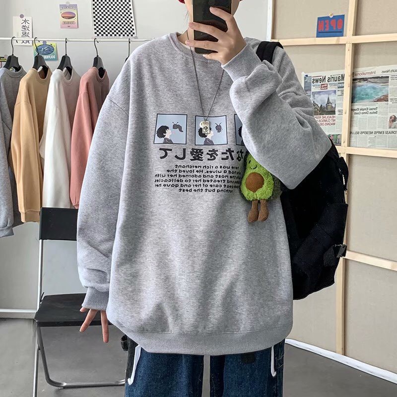 Ao sweater nỉ nam in chữ Hàn Quốc, áo thu đông nam chất nỉ | BigBuy360 - bigbuy360.vn