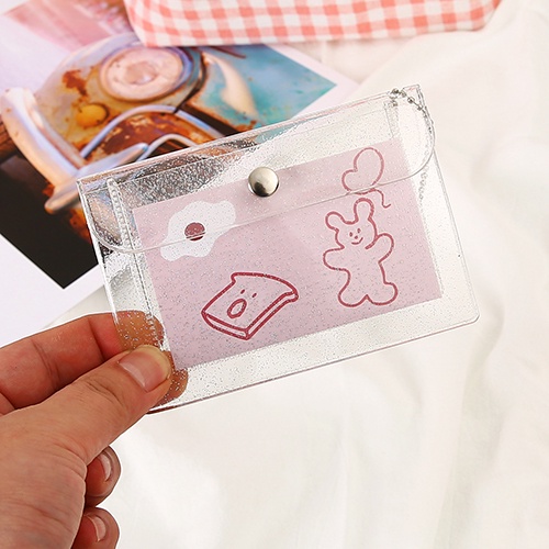 Ví Đựng Tiền Xu/Son Môi Mini Bằng PVC Trong Suốt Đính Sequin Lấp Lánh Kích Thước 9*12*2Cm Chống Thấm Nước Có Khóa Gài Tiện Dụng