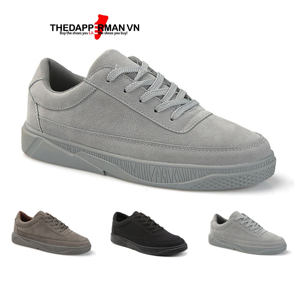 Giày sneaker thể thao nam THEDAPPERMAN TDM1101 chất liệu da lộn, đế cao su nhiệt dẻo, siêu êm phù hợp chạy bộ, màu xám | BigBuy360 - bigbuy360.vn