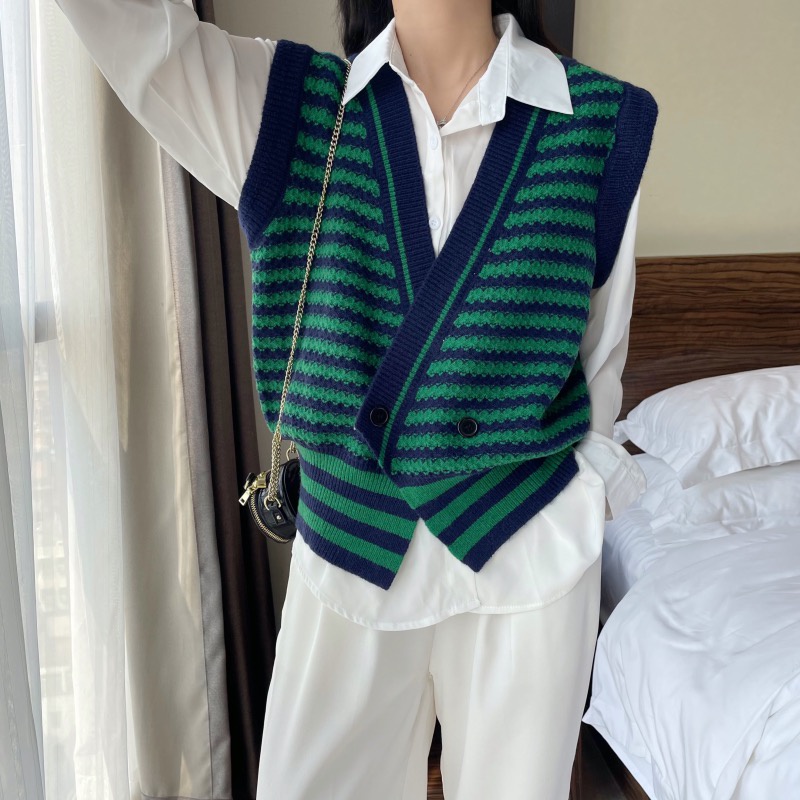 Áo Khoác Không Tay Dáng Rộng Phong Cách Retro Hàn Quốc Thời Trang