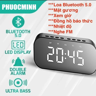 Loa bluetooth kiêm đồng hồ báo thức, nhiệt độ, đài FM, giá đỡ điện thoại
