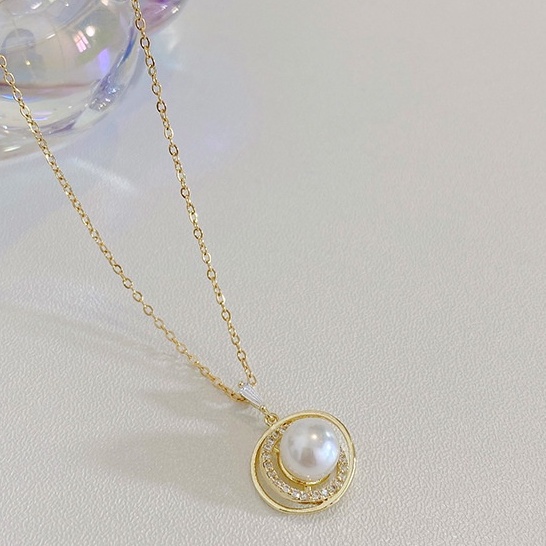 Vòng Cổ Choker Bằng Thép Titan Đính Ngọc Trai Thời Trang Hàn Quốc Cho Nữ