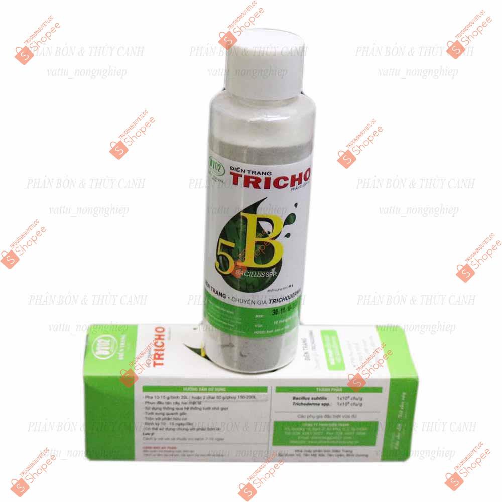 Phân Vi Sinh Vật DT - Tricho 5B (50g), có chứa nấm đối kháng Trichoderma spp kiểm soát hiệu quả các loại bệnh cho cây.