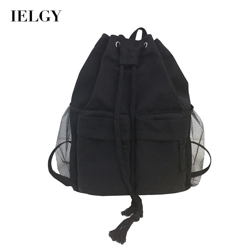 IELGY women's retro drawstring canvas casual all-match large-capacity backpack