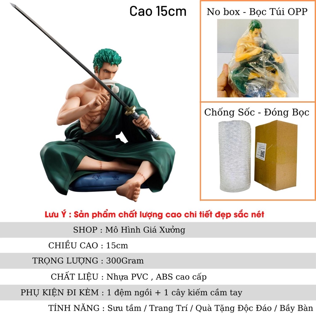 Mô hình One Piece Zoro POP ngồi lau kiếm cao 15cm , figure mô hình one piece giá xưởng