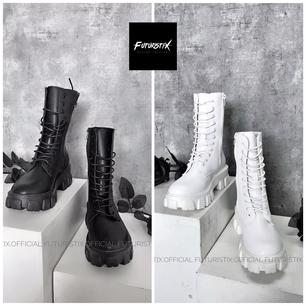 Giày bốt nữ Dr Đế Bằng Dáng Lửng, boot cao cổ cá tính, tôn dáng Futuristix (size 35-40) G084,G086