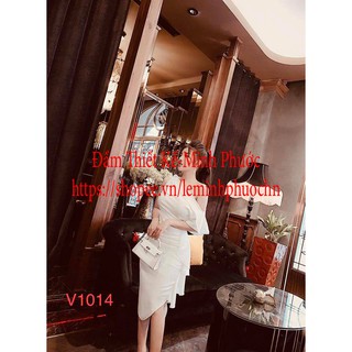 Đầm dự tiệc lệch vai bèo hông cực duyên dáng Váy V1014 (ẢNH THẬT) Màu Trắng size S, M, L FREE SHIP