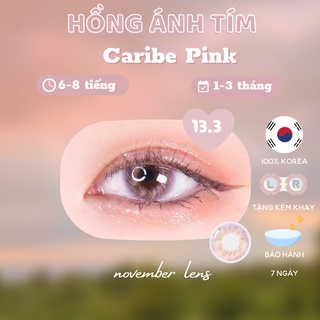<LIMITED> Kính áp tròng Caribe Pink màu hồng vân xoáy
