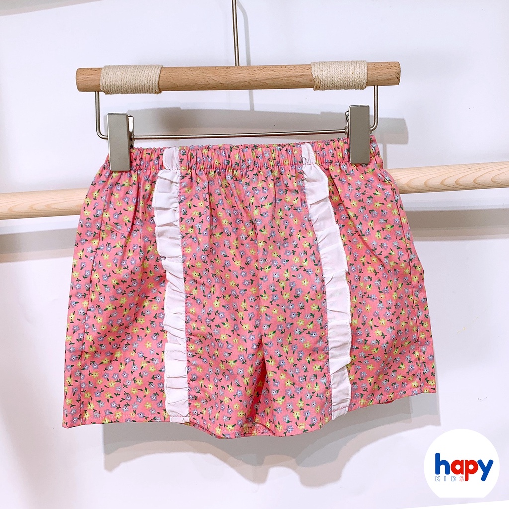 Bộ bé gái Hapykids vải hoa chất thô mát, cho bé gái từ 0-5 tuổi (B22.07)