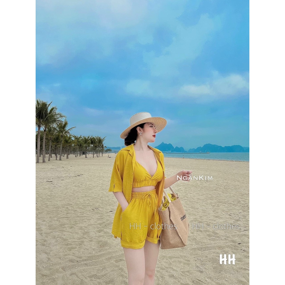 : Set đũi 3 món đi biển cho nữ kèm ảnh thật video trải sàn