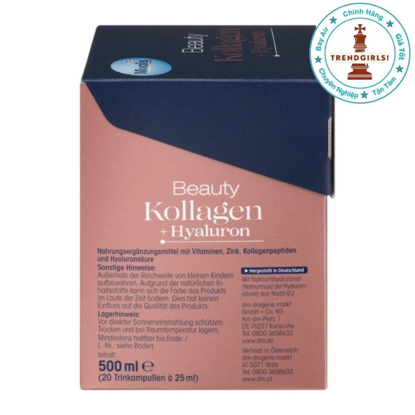 Collagen Mivolis Beauty Kollagen Hyaluron dạng thuỷ phân hỗ trợ khoẻ đẹp da níu giữ nét thanh xuân, 20 x 25 ml của Đức