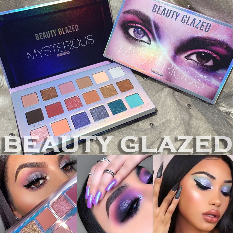 Bảng phấn mắt BEAUTY GLAZED 18 màu lấp lánh / lì trang điểm dịp tiệc tùng