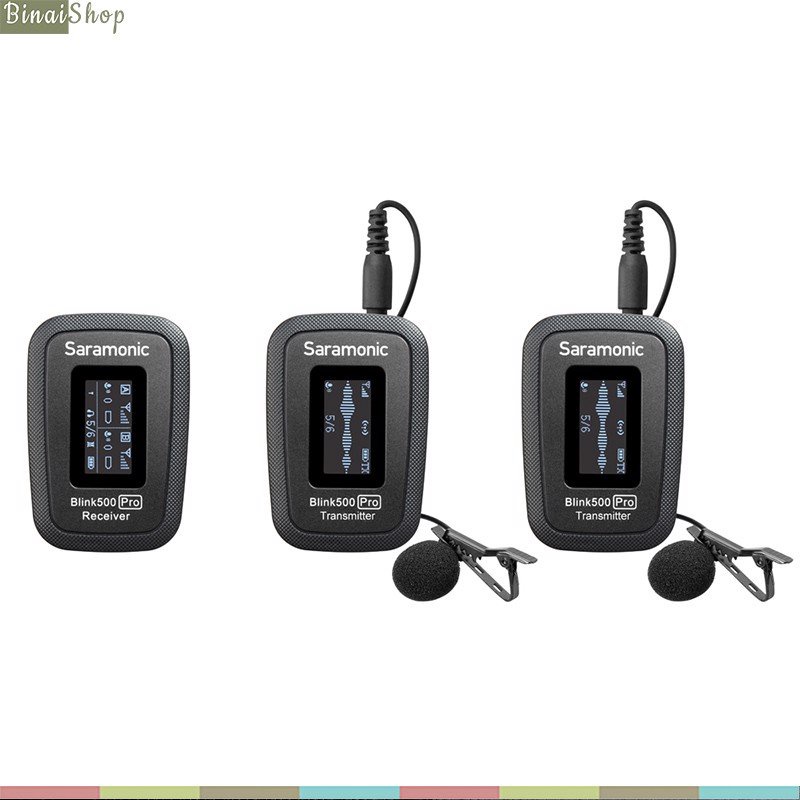 Saramonic Blink500 Pro B1 / Pro B2 - Micro Cài Áo Không Dây 2.4GHz, Màn Hình OLED, Phạm Vi 100m Cho Máy Ảnh, Smartphone,