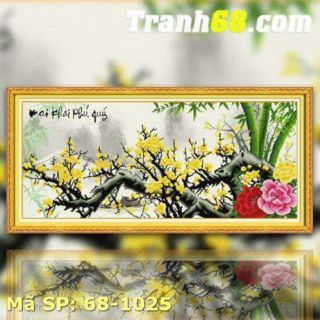 Tranh đính đá Hoa mai vàng KT 125*58cm