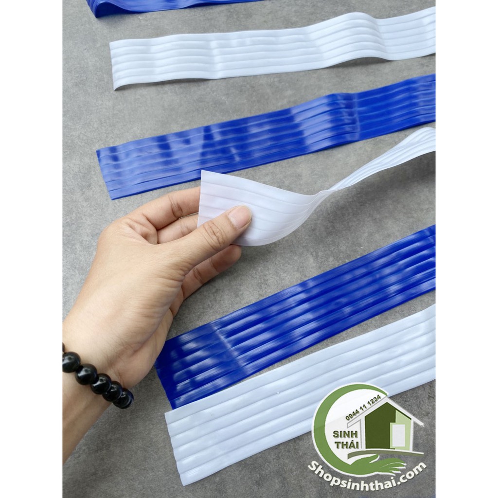 Rèm màn nhựa, dây nhựa xanh trắng - 1m x 1,7m