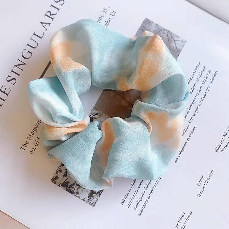 Cột Tóc Scrunchies Vải Voan,Dây Buộc Tóc Vải Voan Mỏng Loang Màu Phong Cách Hàn Quốc