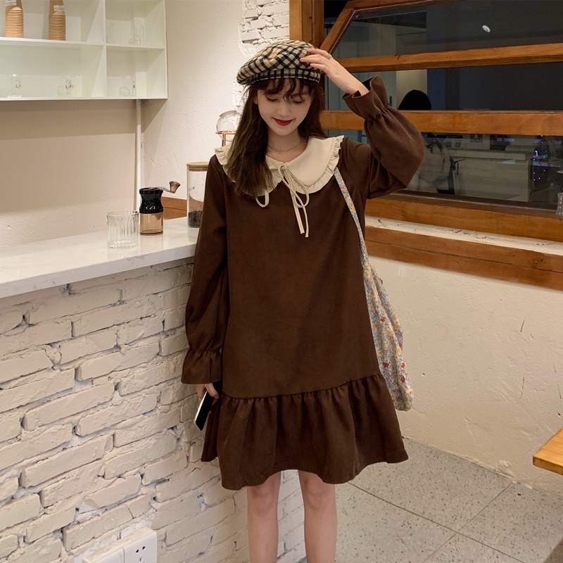 Đầm babydoll - Váy xoè cổ bèo tiểu thư ba màu xinhh | BigBuy360 - bigbuy360.vn