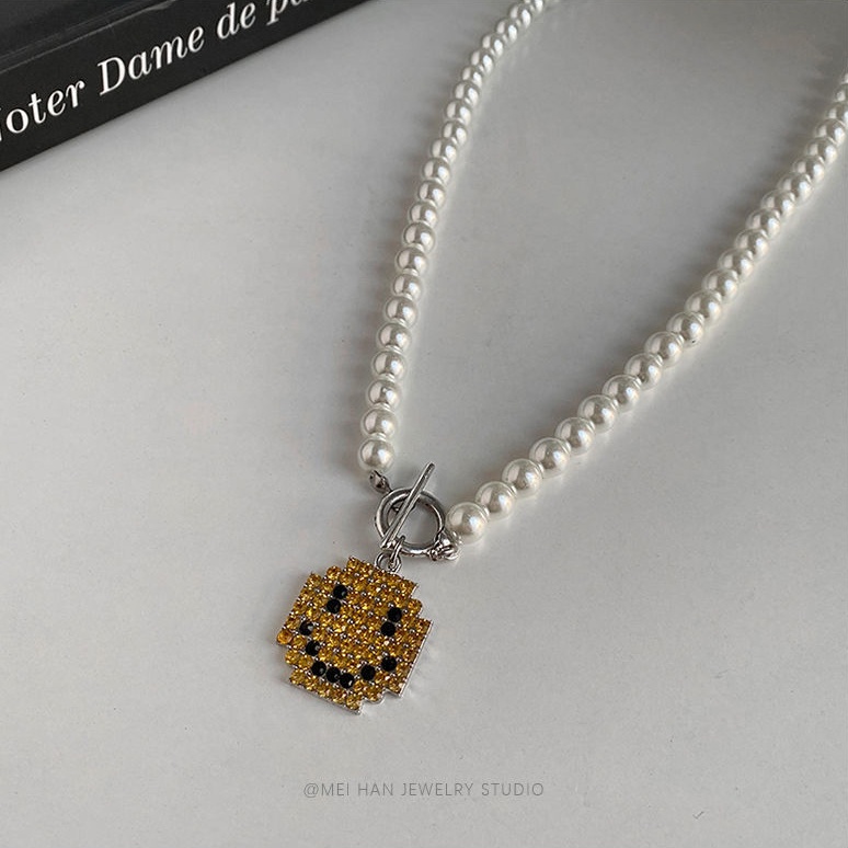 Vòng cổ Ngọc Trai Mặt Cười Đơn Giản Cho Cặp Đôi