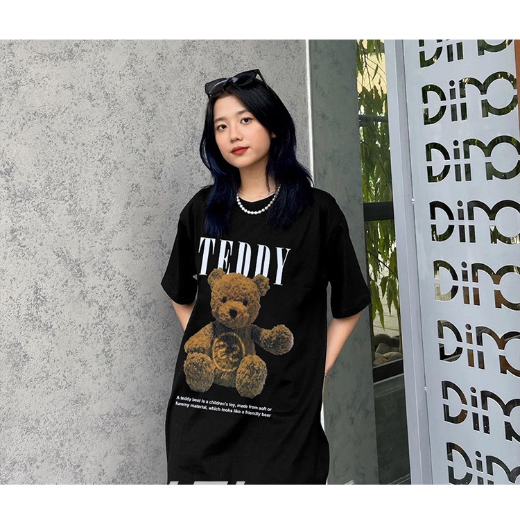Áo thun nam nữ unisex tay lỡ SM06, áo phông tay lỡ unisex form rộng In Hình Teddy