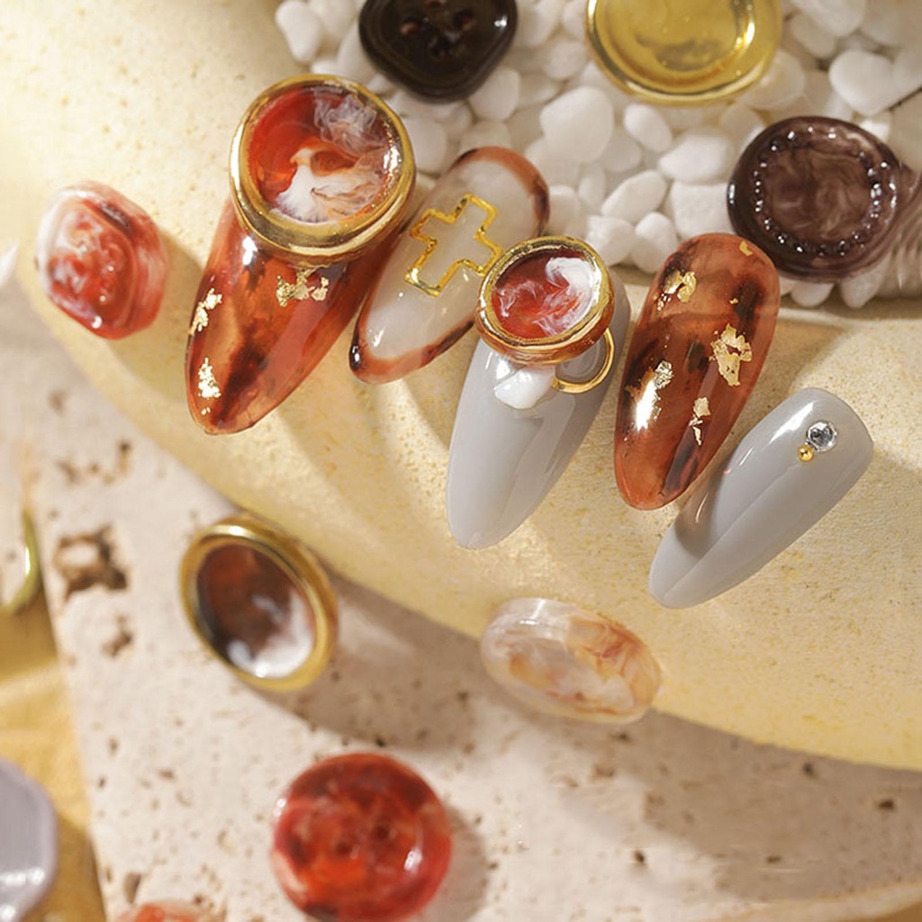 Khuôn Silicone Tạo Hình Nút Áo Màu Hổ Phách Phong Cách Nhật Bản DIY|Khuôn Epoxy Chạm Khắc Trang Trí Bánh Kem