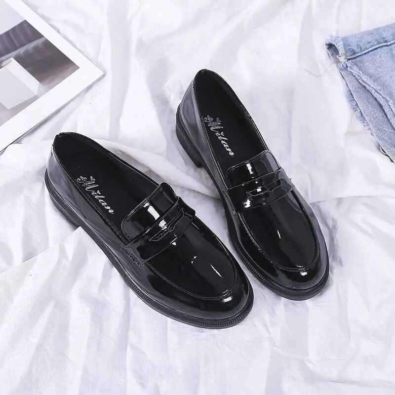 Giày Da Đế Dày Phong Cách Anh Quốc Cho Nữ Size 31-46 41 Plus Size 42