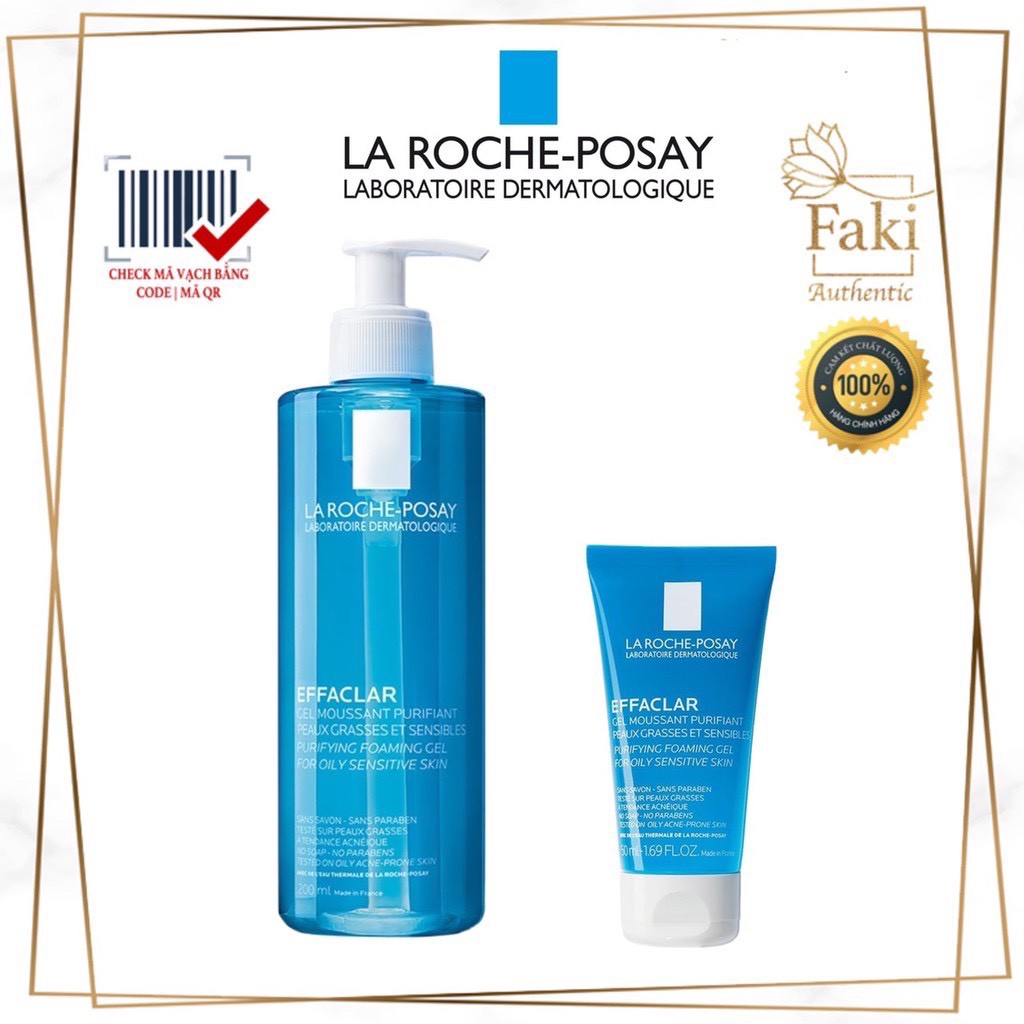 Sữa rửa mặt La Roche Posay cho da dầu nhạy cảm - Gel rửa mặt La Roche Posay Effaclar 50ml,  400ml