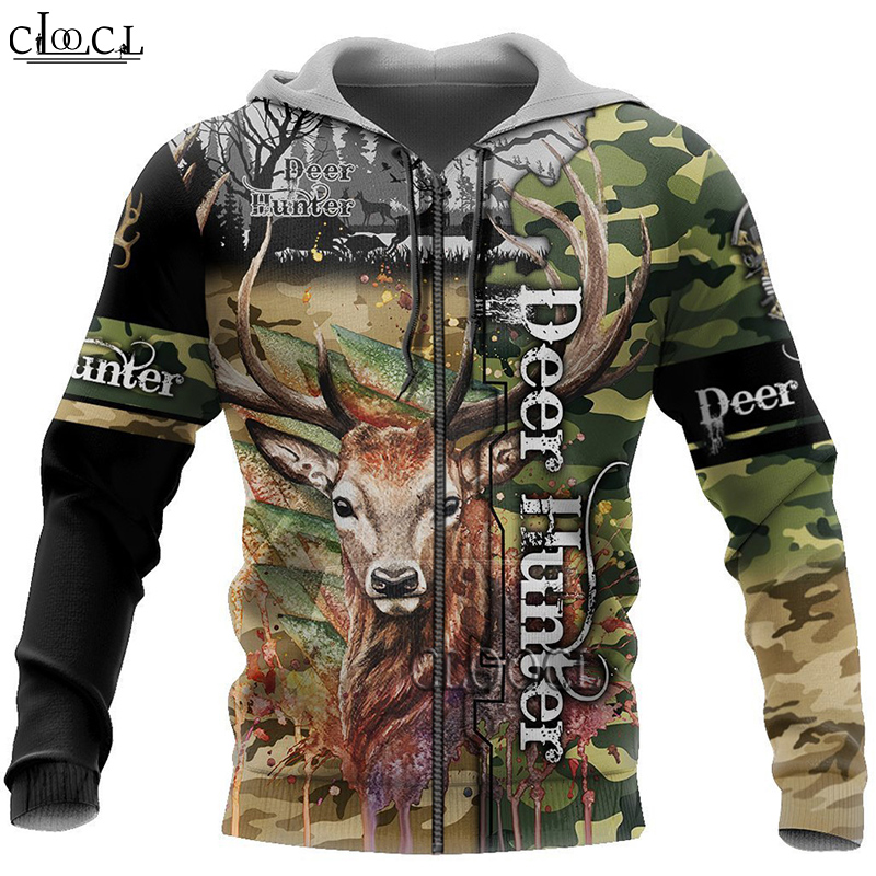 Áo Hoodie In Hình Hươu 3d Phối Khóa Kéo Phong Cách Harajuku Cho Nam Và Nữ