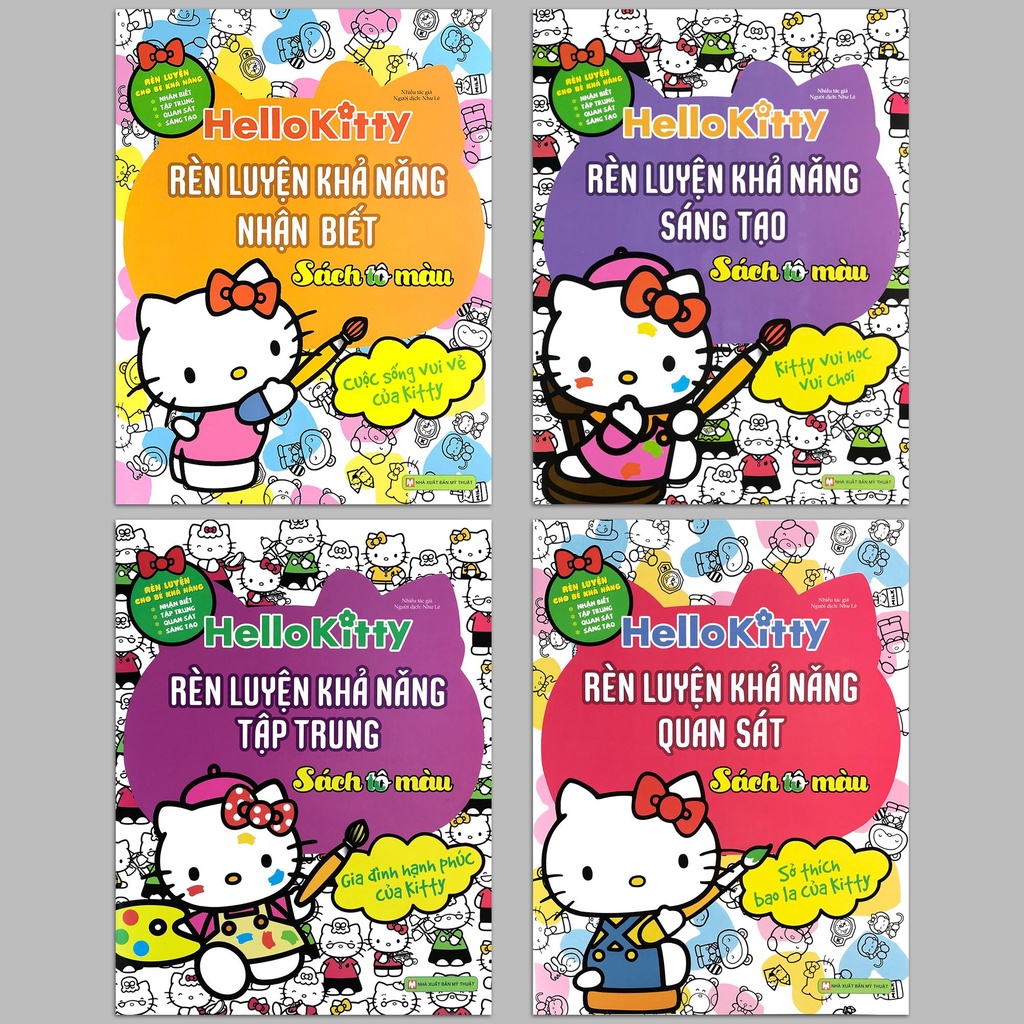 Sách - Hello Kitty - Rèn Luyện Khả Năng - Bộ 4 quyển (Sách tô màu dành cho trẻ 3+)