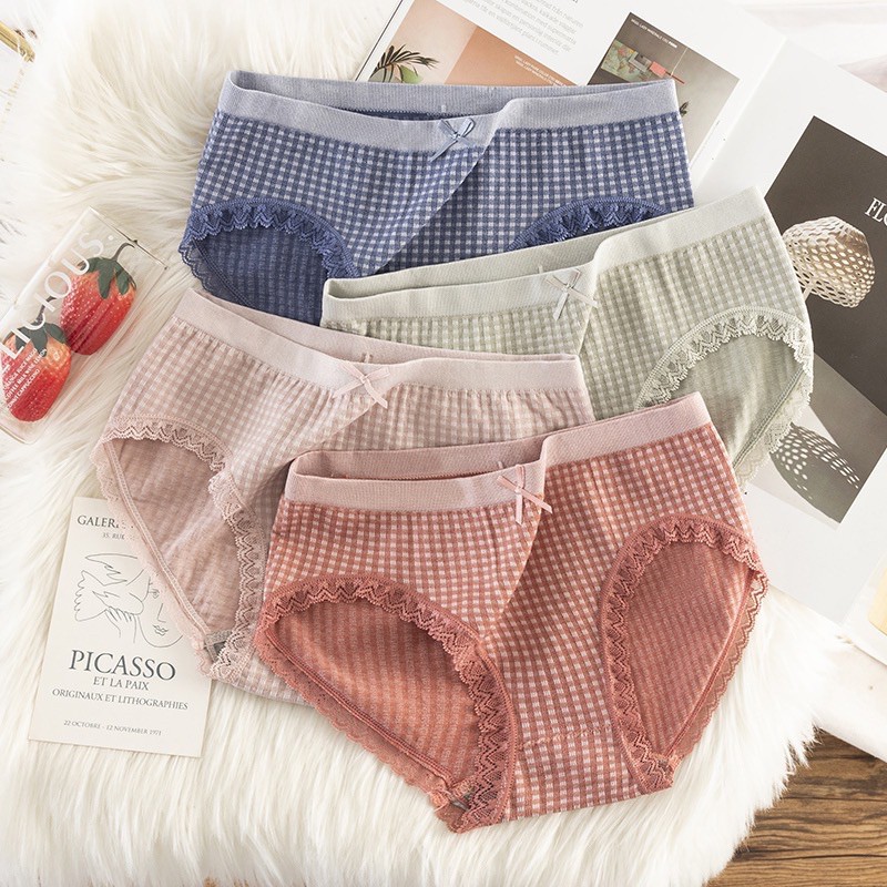 Quần lót nữ ren kẻ chất cotton chất thoáng mát N126