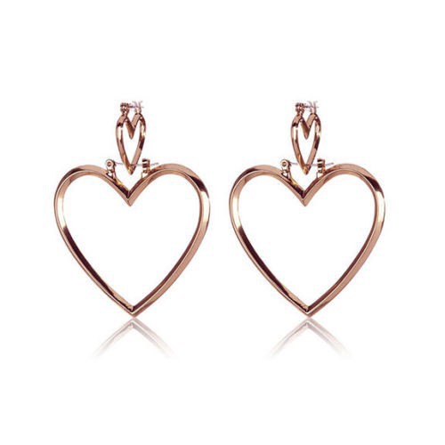 2019 fashion Women Heart Big Hoop Earrings Hip-Hop Gold Silver Dangle Ear Studs Jewelry