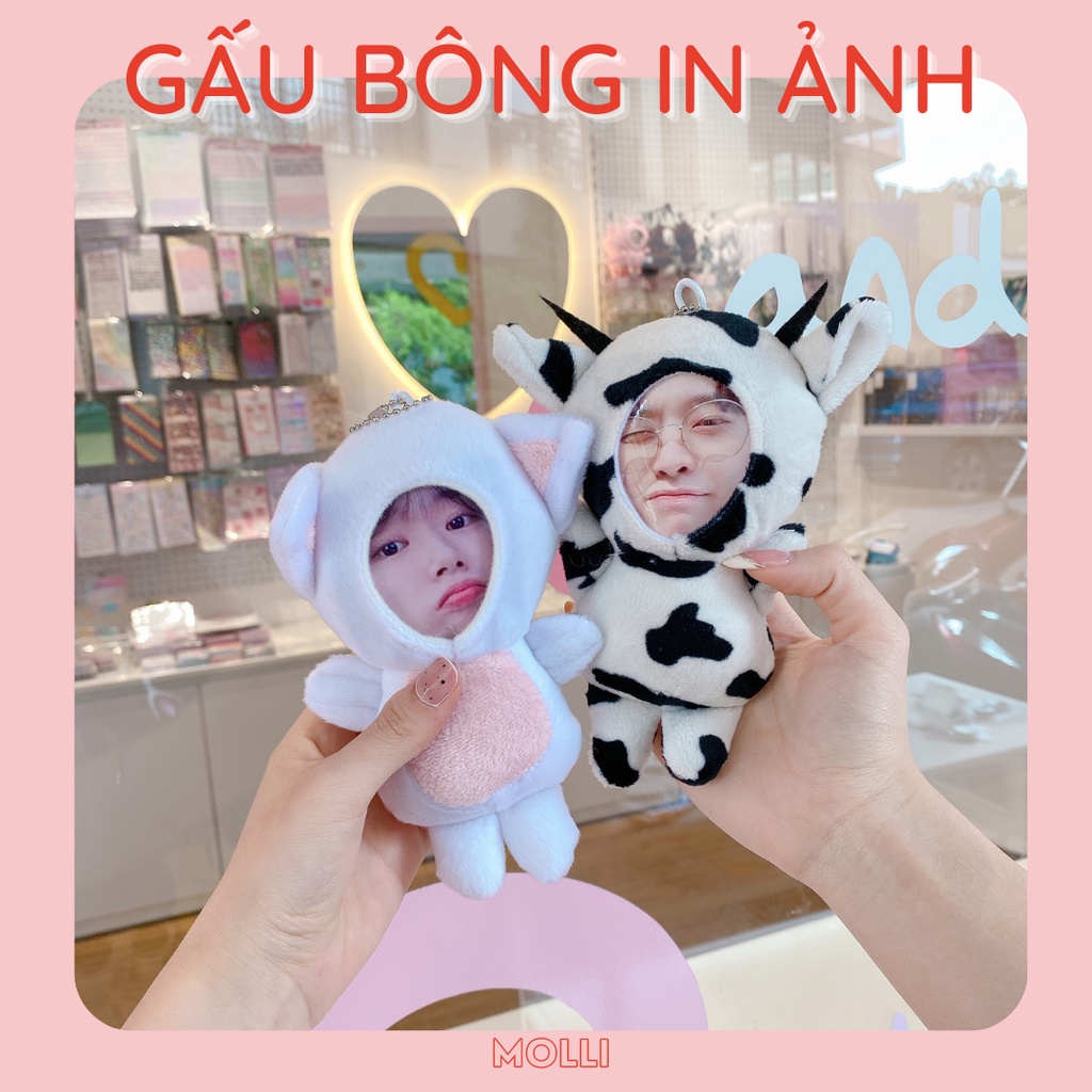 [Chat trước khi đặt] Gấu bông bò sữa và thỏ hồng kèm in ảnh theo yêu cầu Molli