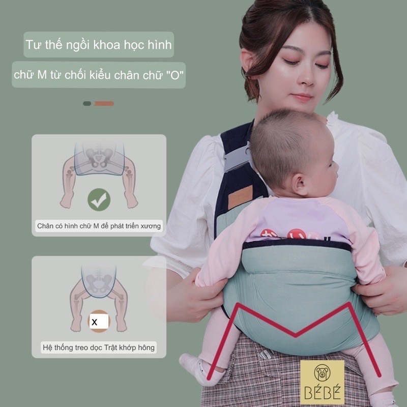 Địu trẻ em sơ sinh thiết kế vải lưới mềm mát gọn nhẹ