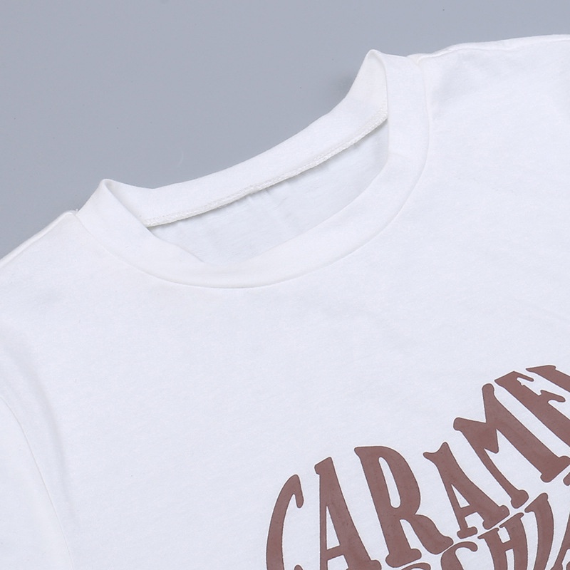 Áo Thun Nữ Ngắn Tay Cổ Tròn In Chữ Thời Trang