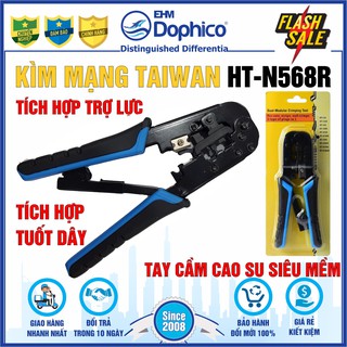 Kìm mạng Taiwan HT-N568R cao cấp – Kìm bấm dây cáp mạng đa năng – Tích hợp tuốt dây đặc biệt – Siêu trợ lực – Chính hãng