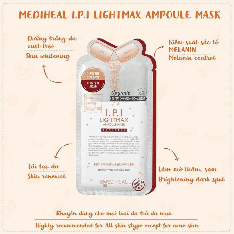 [Mã COSCOCOT4 -8% đơn 250K] Mặt Nạ Chứa Tinh Chất I.P.I Giúp Sáng Da Mediheal Lightmax Ampoule Mask 27ml - [I.P.I]