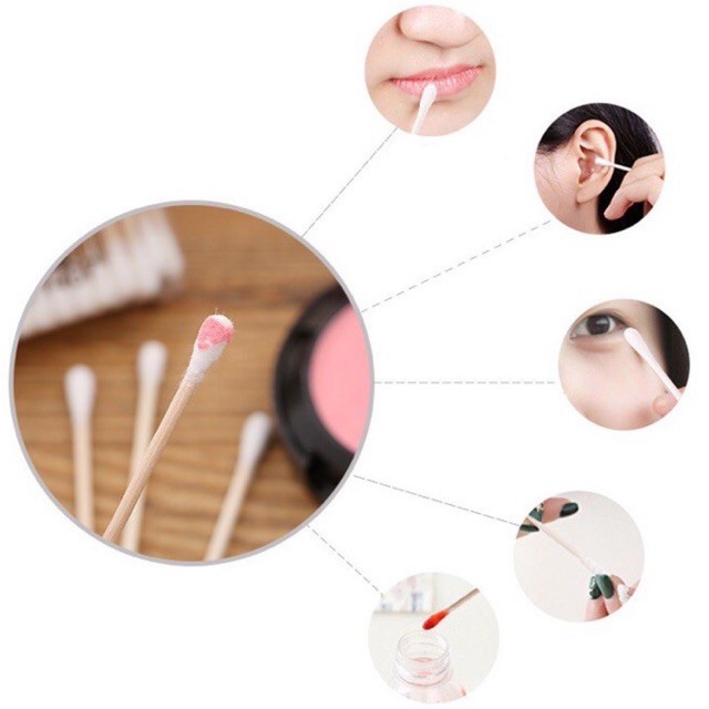 Tăm Bông Thân Gỗ Gói 100 Que