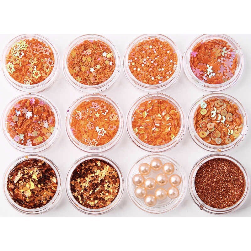 Set kim tuyến hình 12 hũ trang trí resin