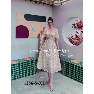 Rập giấy đầm tay phồng cổ vuông mã 1256 (BẢN VẼ)