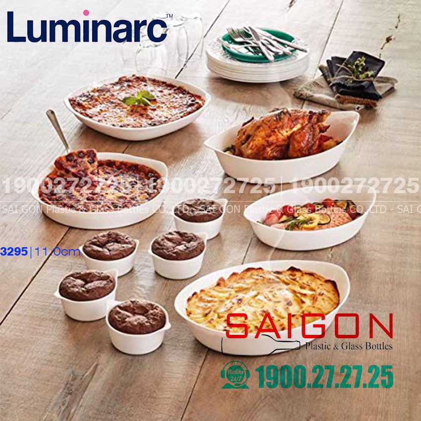 Khay Nướng Thủy Tinh Luminarc Smart Cuisine Tròn 11cm | Thủy Tinh Trắng sữa Cao cấp , Nhập Khẩu Pháp