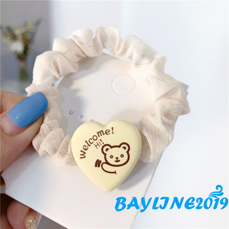 Dây buộc tóc hình trái tim hoạt hình phong cách Hàn Quốc dễ thương cho bé gái