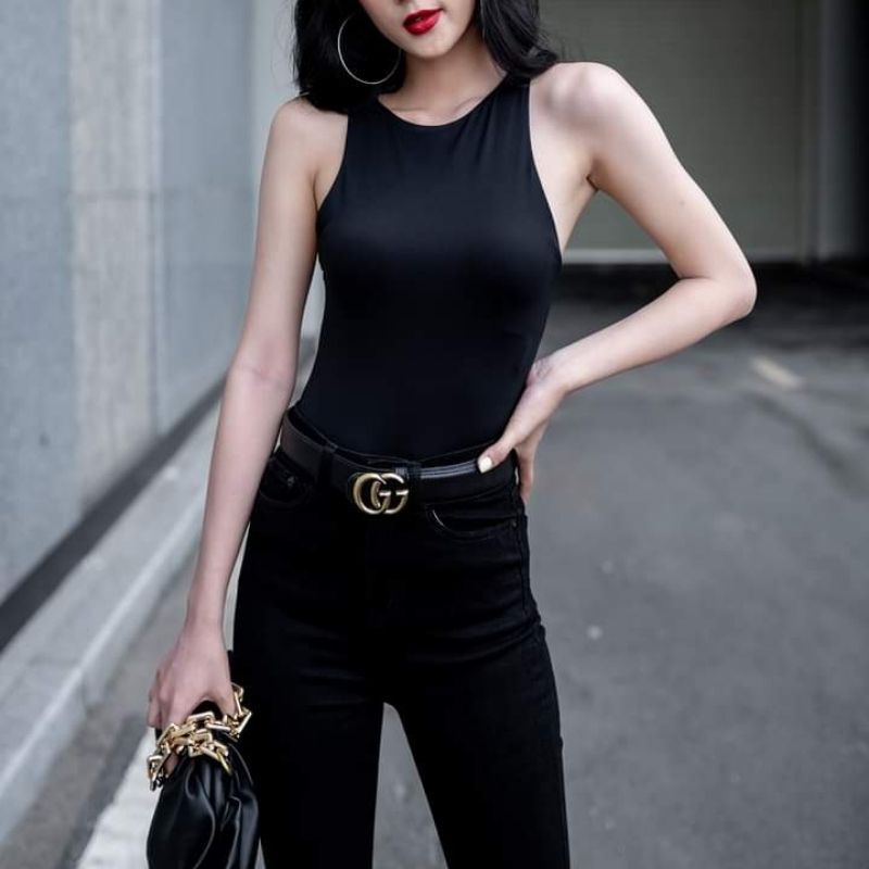 Quần jean nữ đen lưng cao ống loe cao cấp hàng VNXK RUBIE JEANS 2906