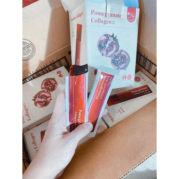 Thạch Lựu Collagen Beauty Pomegranate Jelly Stick Freshbell hộp 30 gói nhập Mỹ