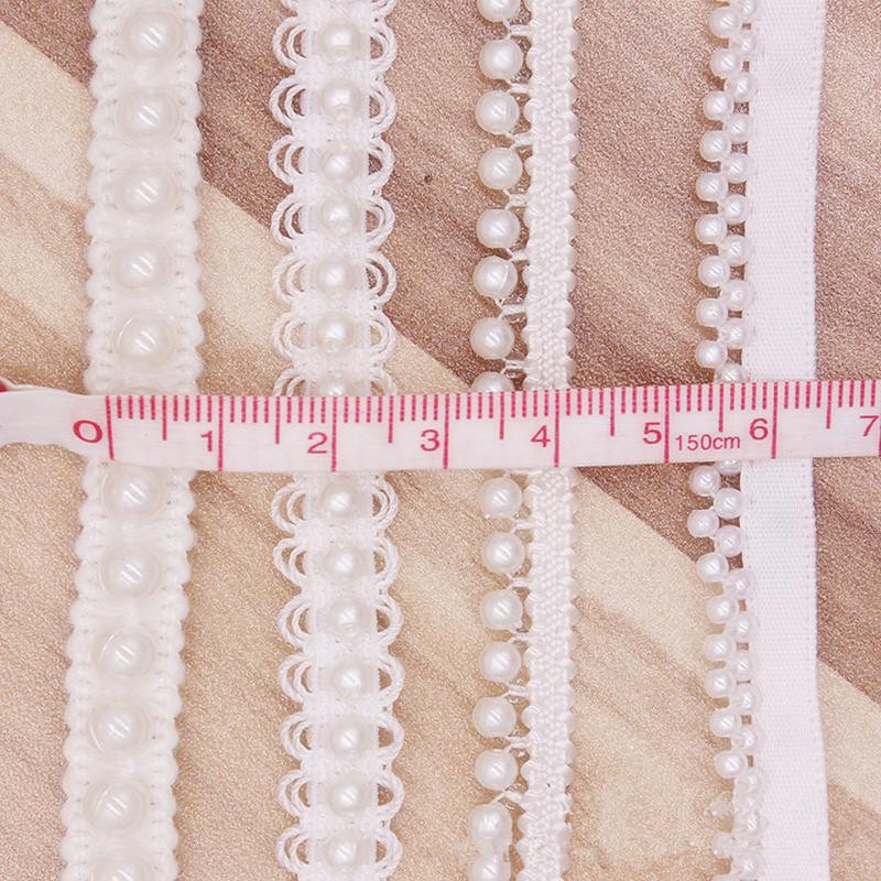 Dải dây ren trắng đính ngọc trai